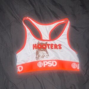 PSD Hooters Racerback Sports Bra - White & Neon Orange